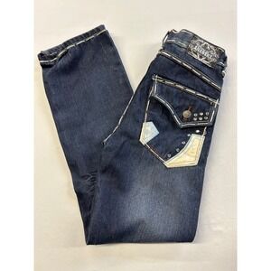 Sons of Anarchy Boys Jeans Size 12 Dark Wash Rhinestone Contrast Stitch Denim